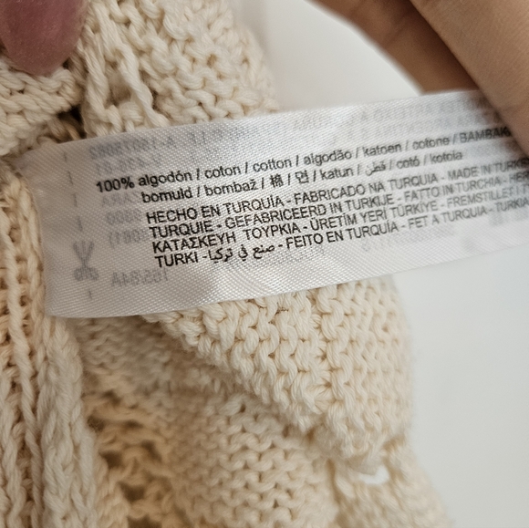 3/$25 Zara Crochet Openwork Knit Cream Cotton Halter Tank Top S - Picture 6 of 8